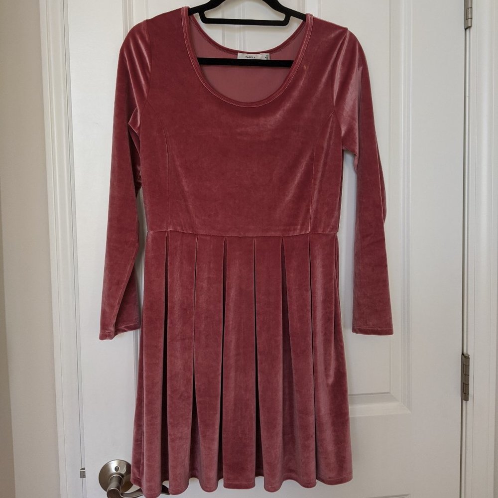 Aritzia Talula Pink Velvet Dress